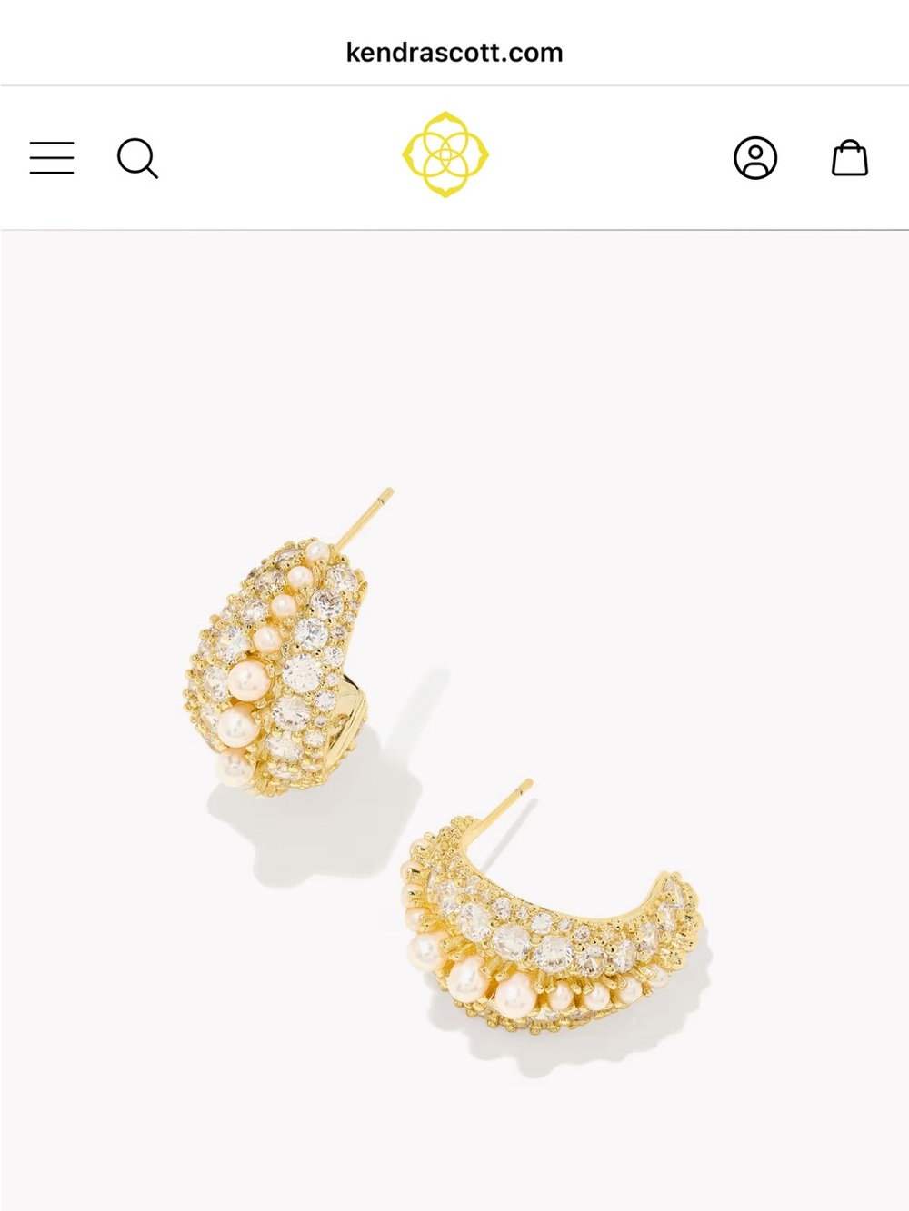 NWT Kendra Scott Krista Gold Hoop Earrings in
White Mix